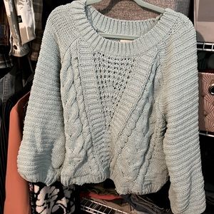 HARPER heritage sea foam knit sweater with bell sleeves